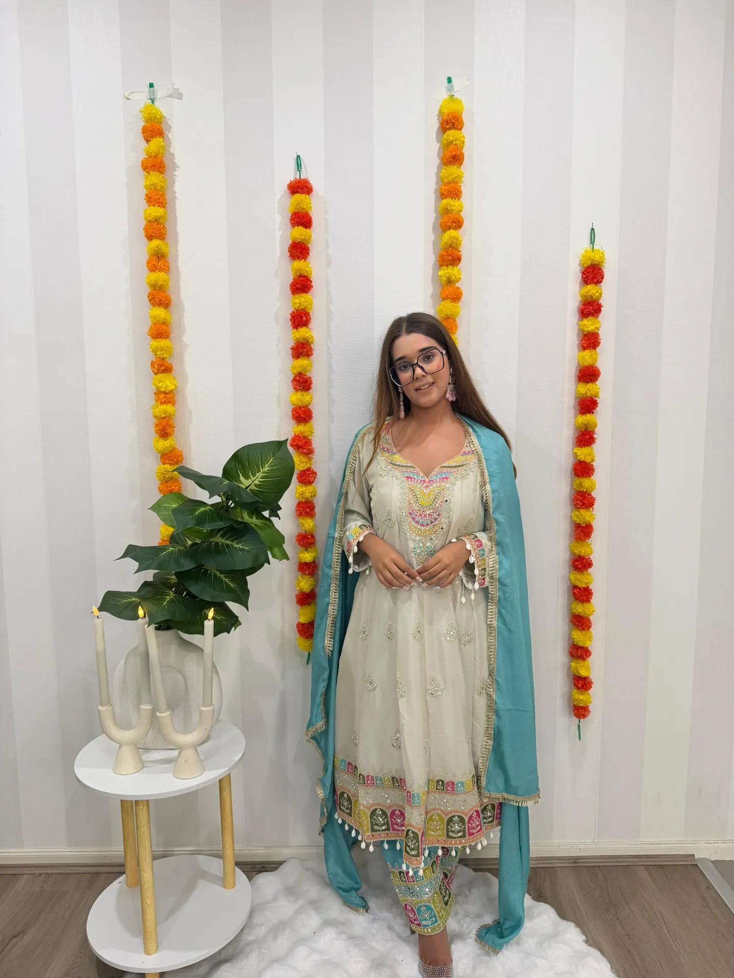 Short Anarkali Suit (Blue)