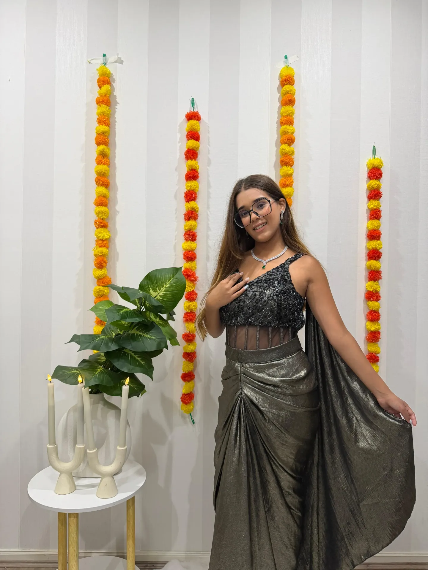 Chrome Black Corset Saree