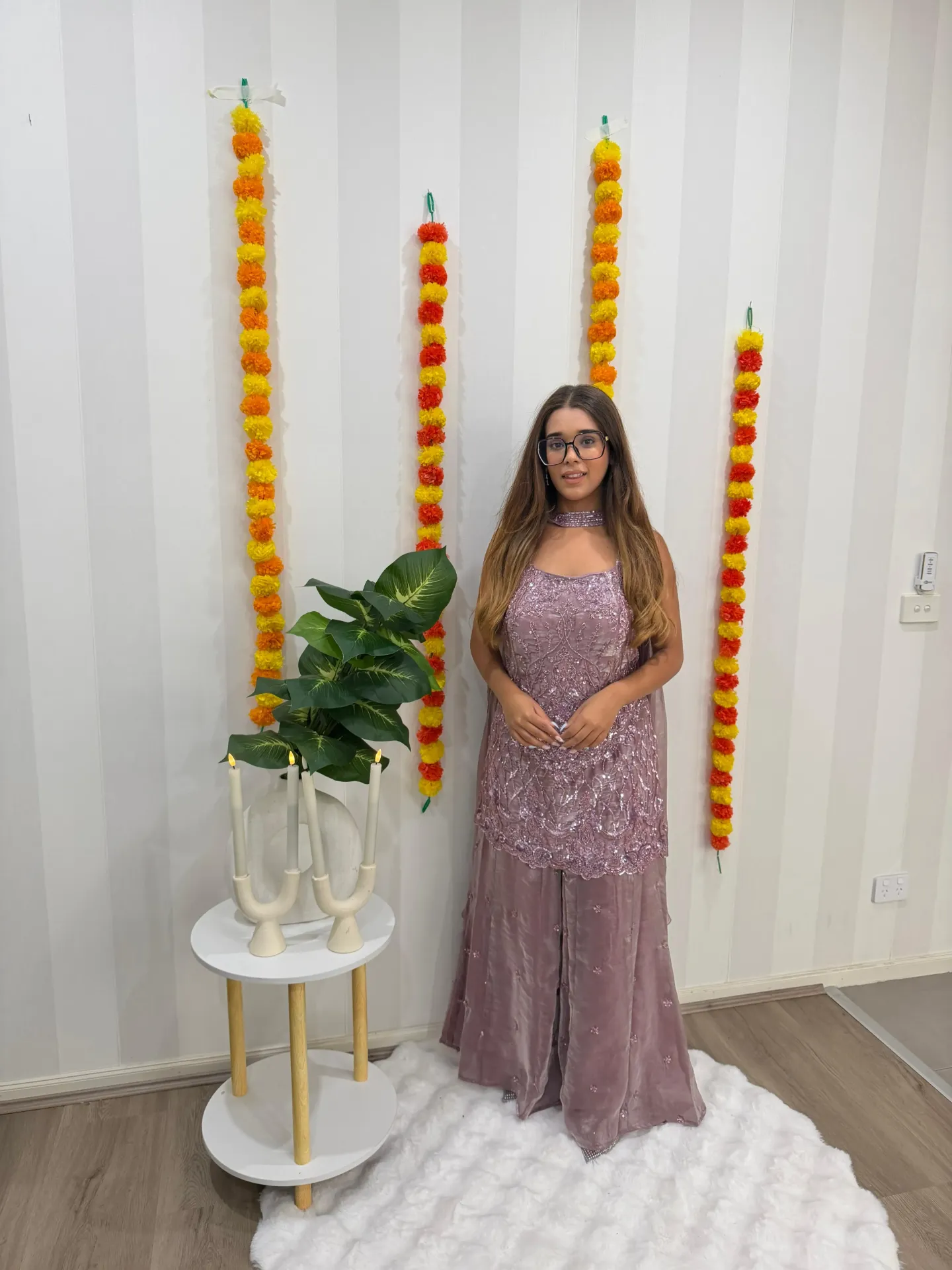 Dusty Purple Tissue Silk Palazo Suit