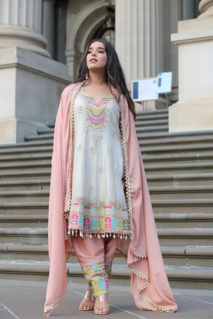 Pastel Short Anarkali Suit
