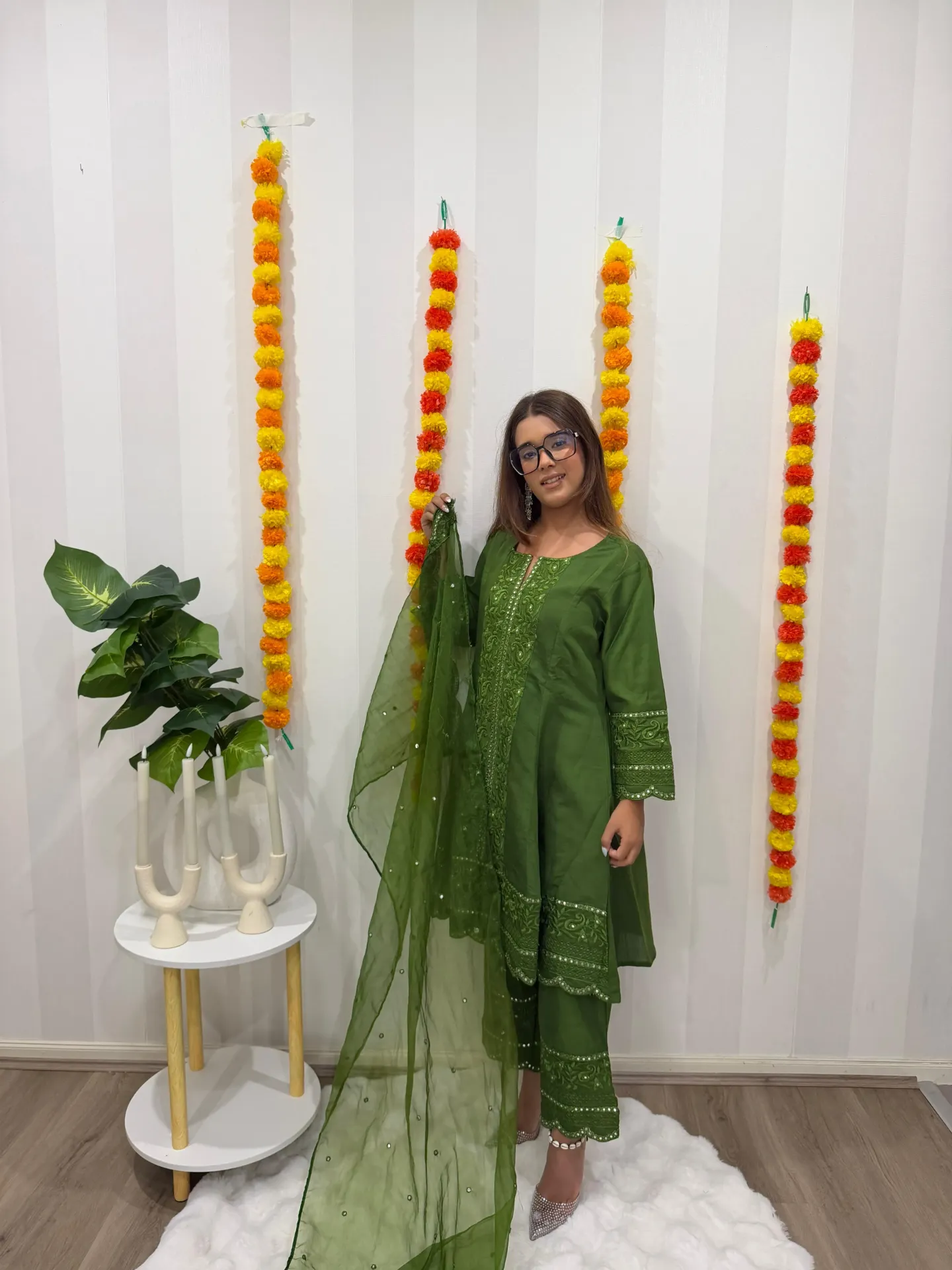 Leaf Green Pakistani Suit